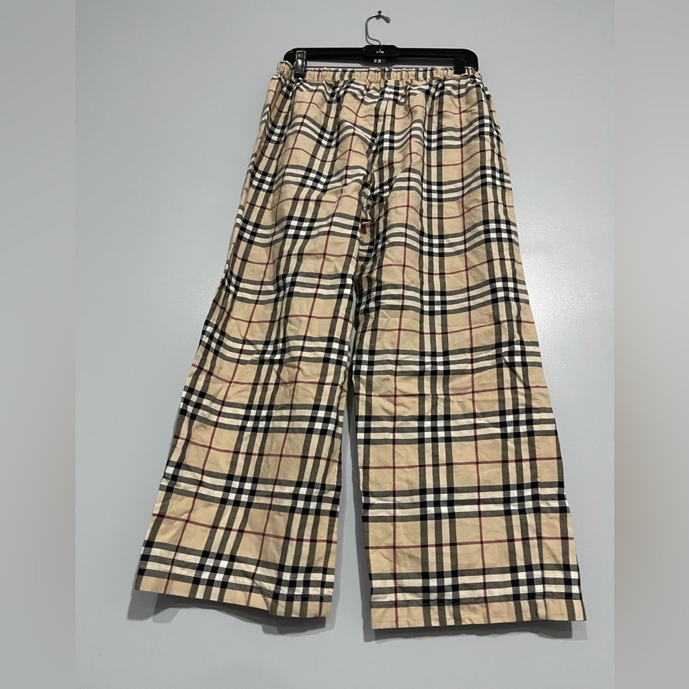 Burberry Beige Nova Check Wide Leg Pants